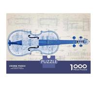Rompecabezas De 1000 Piezas para Adolescentes Blueprints Violin Art Print Rompecabezas Juguetes Antiestrés Divertidos Y Humorísticos Cumpleaños Y Navidad 38x26cm/1000pcs
