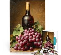 Rompecabezas de 1000 Piezas para Adolescentes Bodegón de Vino y Uvas Juguetes de Juego Decoración de Pared cumpleaños y Navidad 38x26cm