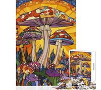 Rompecabezas de 1000 Piezas para Adolescentes Bosque de Hongos psicodélicos Juego de ingenio Carrera de Velocidad Manual Juguetes antiestrés cumpleaños (75x50cm)