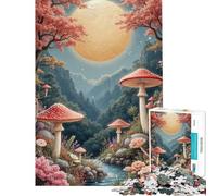 Rompecabezas de 1000 Piezas para Adolescentes Bosque de Setas con río Iluminado por la Luna Rompecabezas para Adultos Juegos Divertidos para Toda la Familia Ideales para Reducir el estrés Regalos