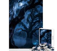 Rompecabezas de 1000 Piezas para Adolescentes Bosque Misterioso de Noche Juguete Educativo Regalo de cumpleaños Juego práctico con póster a Juego y Hoja de Trivia tamaño 50x75cm