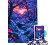 Rompecabezas de 1000 piezas para adolescentes Bosque misterioso que brilla en la oscuridad Rompecabezas para adultos juegos relajantes mejora la memoria actividades divertidas en casa (tamaño 50x75cm)