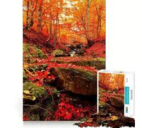 Rompecabezas de 1000 Piezas para Adolescentes Bosque otoñal,Arroyo,Borde Limpio,Juego de lógica,Juego pausado,Divertido,Actividad de cumpleaños (50x75cm)