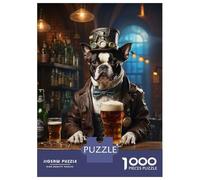 Rompecabezas De 1000 Piezas para Adolescentes Boston Terrier Beer Dog Rompecabezas para Adolescentes Juego De Ingenio Mejora La Memoria Diversión En Casa Actividades, 38x26cm/1000pcs