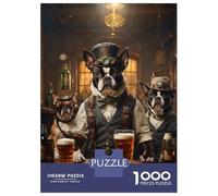 Rompecabezas De 1000 Piezas para Adolescentes Boston Terrier Beer Dogs Rompecabezas para Adultos Juegos Familiares Regalos para Mujeres Cumpleaños 52x38cm/1000pcs