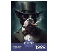Rompecabezas De 1000 Piezas para Adolescentes Boston Terrier Gangster Rompecabezas para Adultos Decoración De Pared De Juguete Mejora La Memoria Regalos Y Cumpleaños Únicos 70x50cm/1000pcs