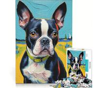 Rompecabezas de 1000 Piezas para Adolescentes Boston Terriers Felices, decoración de Pared, Ideal para Pasar el Tiempo en casa Durante Las Vacaciones, para Fortalecer el Amor Entre Parejas 38x26cm