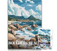 Rompecabezas de 1000 Piezas para Adolescentes, Boulders Beach, Sudáfrica, póster de Viaje, desafío difícil, Juego Educativo, Regalo para Mujeres y Hombres (tamaño 38x52cm)