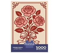 Rompecabezas De 1000 Piezas para Adolescentes Bouquet of Roses with Ribbon Rompecabezas para Adultos Juego De Ingenio Ensamblaje De Patrones Desafiante De Completar 38x26cm/1000pcs