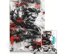 Rompecabezas de 1000 Piezas para Adolescentes: Boxeo, Red Strokes, decoración de Pared, Juguete, Entrena tu Cerebro y Tus Manos, Gran Regalo para Gamers, 50x75cm