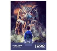 Rompecabezas De 1000 Piezas para Adolescentes Boy and Giant Owl Rompecabezas para Adultos Juegos De Relajación Ensamblaje De Patrones Diversión En Casa Actividades, 52x38cm/1000pcs