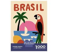 Rompecabezas De 1000 Piezas para Adolescentes Brasil Illustration with Parrot and Beach Rompecabezas para Adultos Juegos De Relajación Regalos De Cumpleaños para Amigos Y Familiares 70x50cm/1000pcs
