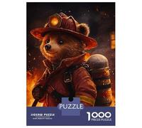 Rompecabezas De 1000 Piezas para Adolescentes Brave Firefighter Bear Rompecabezas para Adultos Juegos Divertidos Decoración Cumpleaños, Navidad 38x26cm/1000pcs