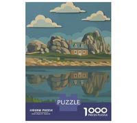 Rompecabezas De 1000 Piezas para Adolescentes Bretagne Coastal House Reflection Rompecabezas para Adultos Juegos De Relajación Desafío Difícil Regalo De Cumpleaños, Regalos, 38x26cm/1000pcs