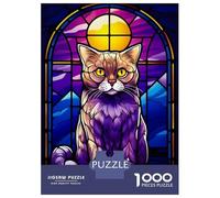 Rompecabezas De 1000 Piezas para Adolescentes Bristish Shorthair Stained Rompecabezas para Adultos Juguetes Antiestrés Regalos para Mujeres Interacción Entre Padres E Hijos 52x38cm/1000pcs