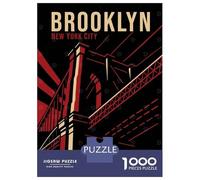 Rompecabezas De 1000 Piezas para Adolescentes Brooklyn Vintage Travel Rompecabezas para Adultos Juegos Relajantes Alivia El Estrés Diversión En Casa Actividades, 70x50cm/1000pcs