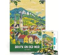 Rompecabezas de 1000 Piezas para Adolescentes Bruck An Der Mur Austria Póster Encaja a la perfección Arte Juego de concentración Mental Tiempo de Descanso Juego Regalo de Ocio navideño (38x26cm)