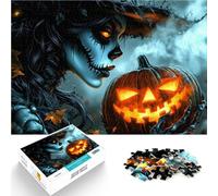 Rompecabezas de 1000 Piezas para Adolescentes Bruja de Halloween con Calabaza Juego Educativo Familiar Mejorar el Amor Entre Parejas 38x26cm