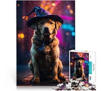 Rompecabezas de 1000 Piezas para Adolescentes Bruja de Labrador para Halloween Juguetes educativos para la decoración del hogar 38x26cm