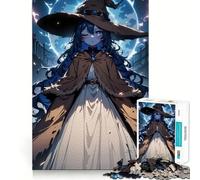 Rompecabezas de 1000 Piezas para Adolescentes Bruja de Pelo Azul,diseño de Corte preciso,Juego para ejercitar la Mente,Juego para Relajarse,Arte navideño para el Tiempo Libre 38x26cm