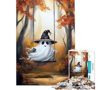 Rompecabezas de 1000 Piezas para Adolescentes Bruja Fantasma Columpio Rompecabezas para Adultos Juego práctico Mejora la Memoria cumpleaños y Navidad (tamaño 38x52cm)