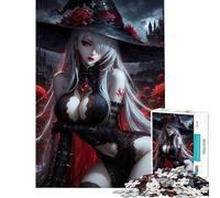 Rompecabezas de 1000 Piezas para Adolescentes Bruja gótica con Rosas Rojas Ayuda a ejercitar el Cerebro Regalo de cumpleaños Juguete Decorativo para Pared para Mayores de 14 años (50x75cm)