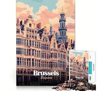 Rompecabezas de 1000 Piezas para Adolescentes,Bruselas,Bélgica,Paisaje Urbano,Arte de Corte Fino,Entrenamiento de concentración,Juego Divertido para Momentos de Tranquilidad, 38x52cm