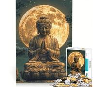 Rompecabezas de 1000 Piezas para Adolescentes: Buda bajo la Luna Llena, decoración de Pared, Entrena tu Cerebro y Tus Manos, Gran Regalo para los Amantes de los Videojuegos, 50x75cm