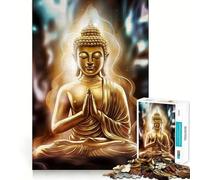 Rompecabezas de 1000 Piezas para Adolescentes Buda Dorado Meditación Ajuste Juego Habilidad Mental Diversión Ocio Tiempo de diversión Navidad Arte para el hogar (38x26cm)