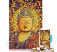 Rompecabezas de 1000 Piezas para Adolescentes Buda en el Arte del Pensamiento Hecho de Madera para Mayores de 14 años Juego práctico Juego de Navidad Regalos para Mujeres tamaño:50x75cm