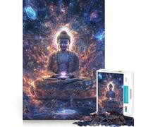 Rompecabezas de 1000 Piezas para Adolescentes Buda en el Cosmos,Juego de Ajuste, desafío Mental,Juguete,Momento de diversión Tranquila,Escena navideña,Arte (38x26cm)