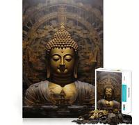 Rompecabezas de 1000 Piezas para Adolescentes Buda en Flor de Loto,Juego de Ajuste preciso,Desarrollo Mental,diversión,Tiempo Libre,Navidad,decoración del hogar (38x26cm)