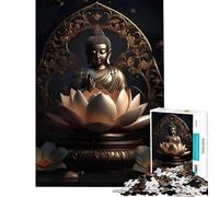 Rompecabezas de 1000 Piezas para Adolescentes Buda Hoja de Loto Dorado desafío de Inteligencia Cerebral Juguetes adictivos Juegos relajantes Arte de Pared Excelentes Regalos y Juguetes (38x26cm)