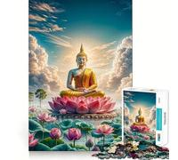 Rompecabezas de 1000 Piezas para Adolescentes Buda,Loto,Meditación,Ajuste, Juego,Concentración,Diversión,Tiempo Libre,Arte de Pared navideño (38x26cm)