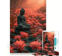 Rompecabezas de 1000 Piezas para Adolescentes Buda meditando,decoración para articulaciones,Juguete para ejercitar la Mente,Juego para Relajarse,Regalo Divertido de Navidad (38x52cm)