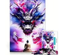Rompecabezas de 1000 Piezas para Adolescentes Buda y Dragones Arte de Bordes precisos Entrenamiento Mental Juego Divertido y Relajante Regalo de cumpleaños (50x75cm)