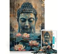 Rompecabezas de 1000 Piezas para Adolescentes Buda y Flores de Loto Juego de Ajuste Desafío Mental Juguete para un Momento de diversión y Tranquilidad Escena navideña Arte (50x75cm)
