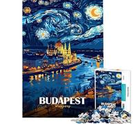 Rompecabezas de 1000 Piezas para Adolescentes Budapest Hungría La Noche Estrellada Rompecabezas artístico para Adultos Juego práctico decoración del hogar interacción Entre Padres e Hijos (38x26cm)