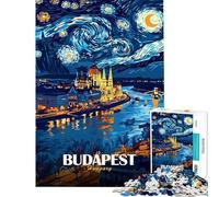 Rompecabezas de 1000 Piezas para Adolescentes Budapest Hungría La Noche Estrellada Rompecabezas artístico para Adultos Juego práctico decoración del hogar interacción Entre Padres e Hijos (38x52cm)