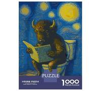 Rompecabezas De 1000 Piezas para Adolescentes Buffalo Reading on Toilet, Starry Night Rompecabezas para Adultos Juegos Relajantes Regalos para Mujeres Interacción Entre Padres E Hijos 38x26cm/1000pcs