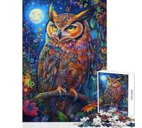 Rompecabezas de 1000 Piezas para Adolescentes Búho a la luz de la Luna - Juego práctico decoración Juguete Educativo Entrena tu Cerebro y Tus Manos (50x75cm)