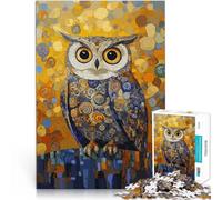 Rompecabezas de 1000 Piezas para Adolescentes Búho al Estilo de Gustav Klimt Juegos Divertidos Toda la Familia. 38x26cm