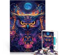 Rompecabezas de 1000 Piezas para Adolescentes “Búho bajo la Luna” Hecho de Papel,para Mayores de 14 años Decoración artística del hogar Buen Regalo。tamaño:38x52cm/14.96x20.47pulgada