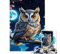 Rompecabezas de 1000 Piezas para Adolescentes Búho bajo la luz de la Luna Rompecabezas de 1000 Piezas para decoración del hogar Juguete Educativo con un Hermoso diseño (38x52cm)