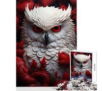 Rompecabezas de 1000 Piezas para Adolescentes búho Blanco Entre Flores decoración del hogar Juguetes Gran Regalo Juego Educativo colección de Artistas Bellas Artes tamaño 50x75cm