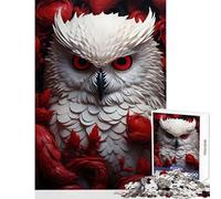 Rompecabezas de 1000 Piezas para Adolescentes búho Blanco Entre Flores Juguete Educativo Regalo para Mujeres y Hombres Juego de ingenio colección de Artistas Bellas Artes tamaño 38x52cm