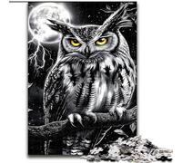 Rompecabezas de 1000 Piezas para Adolescentes, búho Blanco y Negro, para Mayores de 14 años Un Juego desafiante para Regalar a Toda la Familia y Amigos tamaño 26x38cm