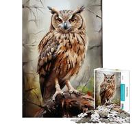 Rompecabezas de 1000 Piezas para Adolescentes Búho cornudo/Búho Real Juguete Intelectual Juegos educativos Alivia el estrés Regalos de cumpleaños (Tamaño 38x52cm)