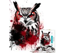 Rompecabezas de 1000 Piezas para Adolescentes Búho cornudo Rompecabezas de 1000 Piezas Juguete Educativo Una Obra de Arte Juego Educativo Familiar (38x26cm)