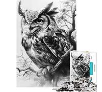Rompecabezas de 1000 Piezas para Adolescentes Búho cornudo Rompecabezas para Adultos Juego de ingenio Divertido Ingenioso y desafiante (tamaño 50x75cm)